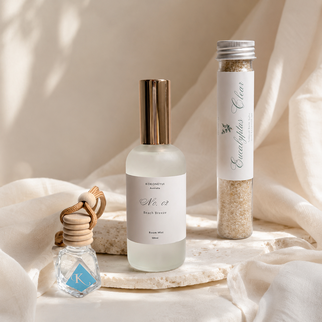 3 ritual items - car diffuser, room mist and bath salt