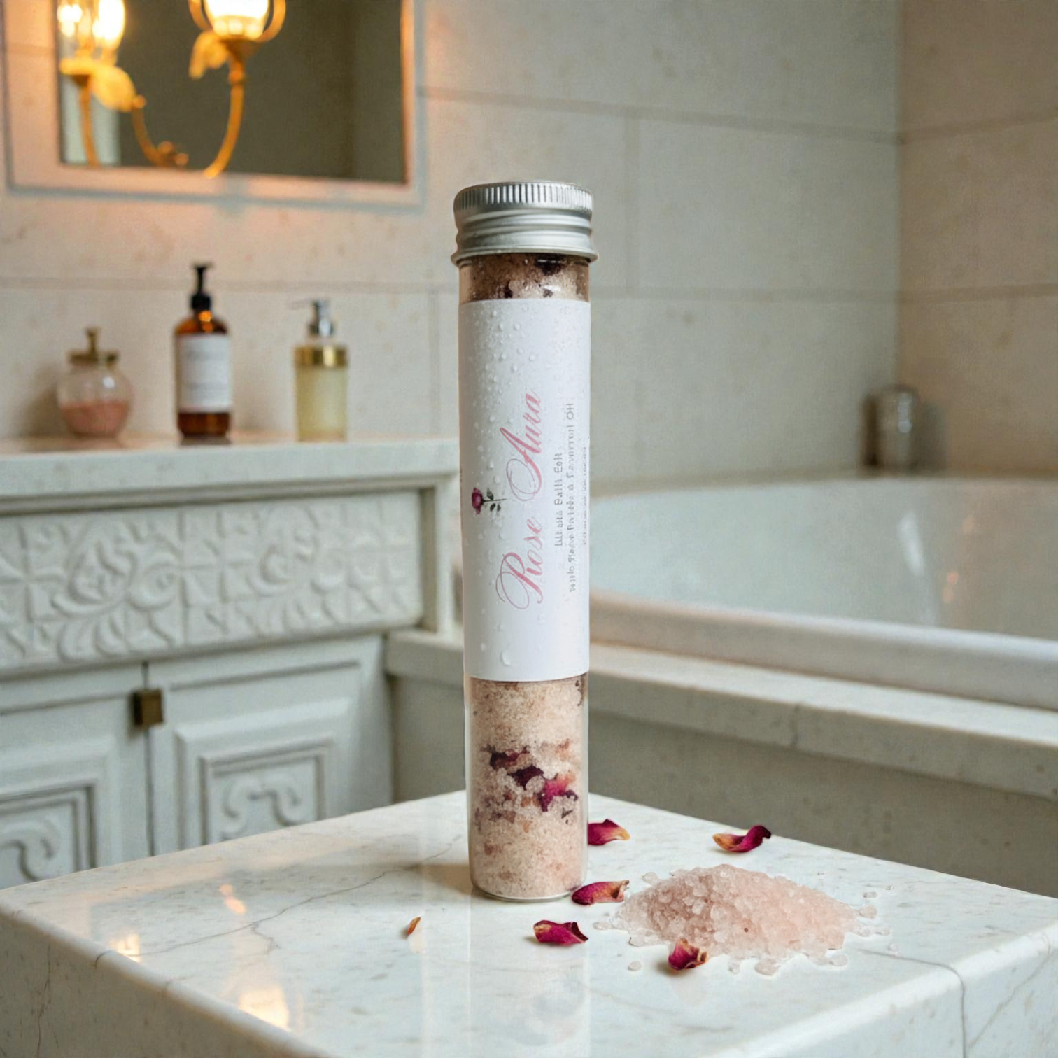 Rose Aura Collection — 3 Ritual Bath Salts Set (60g Test Tubes)