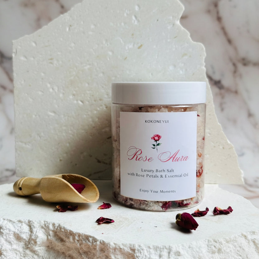 Rose Aura Collection — 3種のローズリチュアルバスソルトセット(250g フルサイズジャー)
