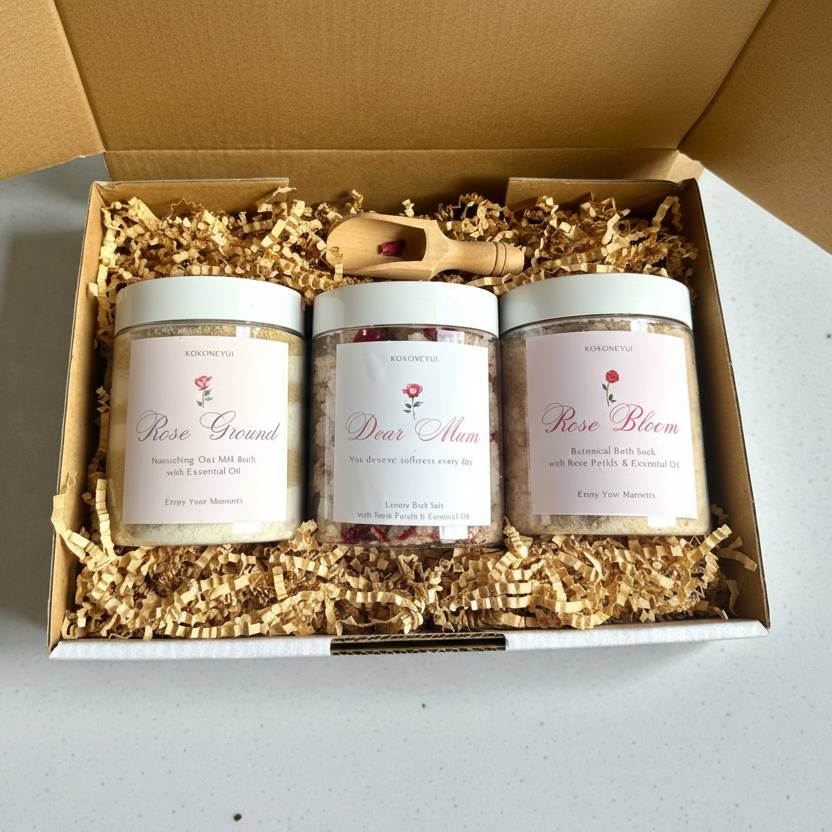 Rose Aura Collection — 3種のローズリチュアルバスソルトセット(250g フルサイズジャー)