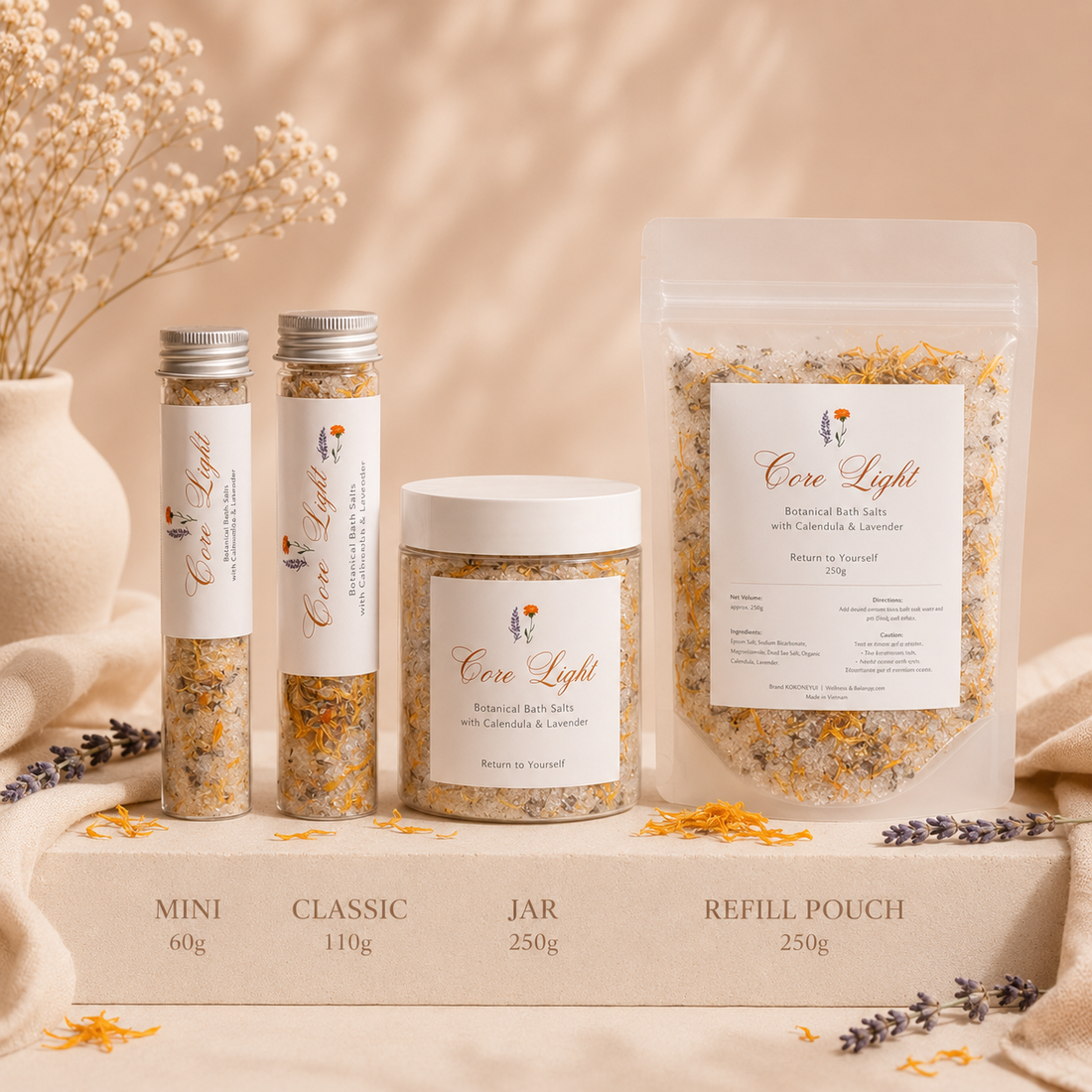 Core Light – Calendula &amp; Lavender Mineral Bath Soak