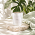 No.11 Citrus Wake White candle on a stone surface with greenery in the background