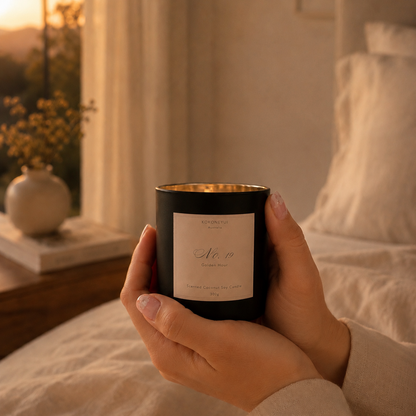 Hand holding a candle labeled &