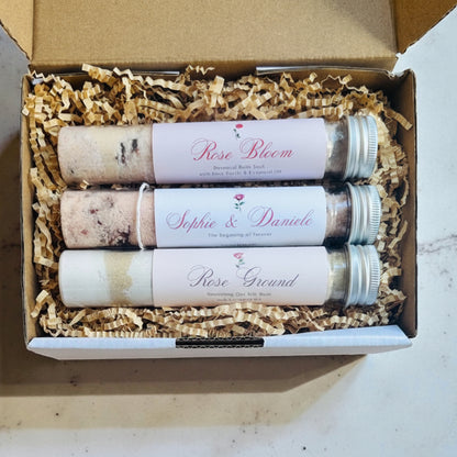 Rose Aura Collection — 3種のローズリチュアル バスソルトセット（60g テストチューブ）