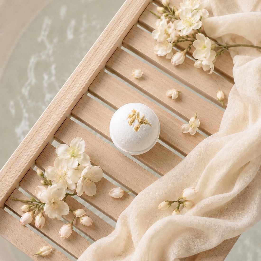 Snow Bloom Bath Bomb – Coconut Milk